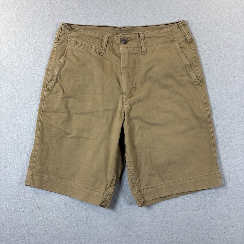 American Eagle Next Level Flex Khaki Chino Shorts Men 28 Tan Stretch Flat Front